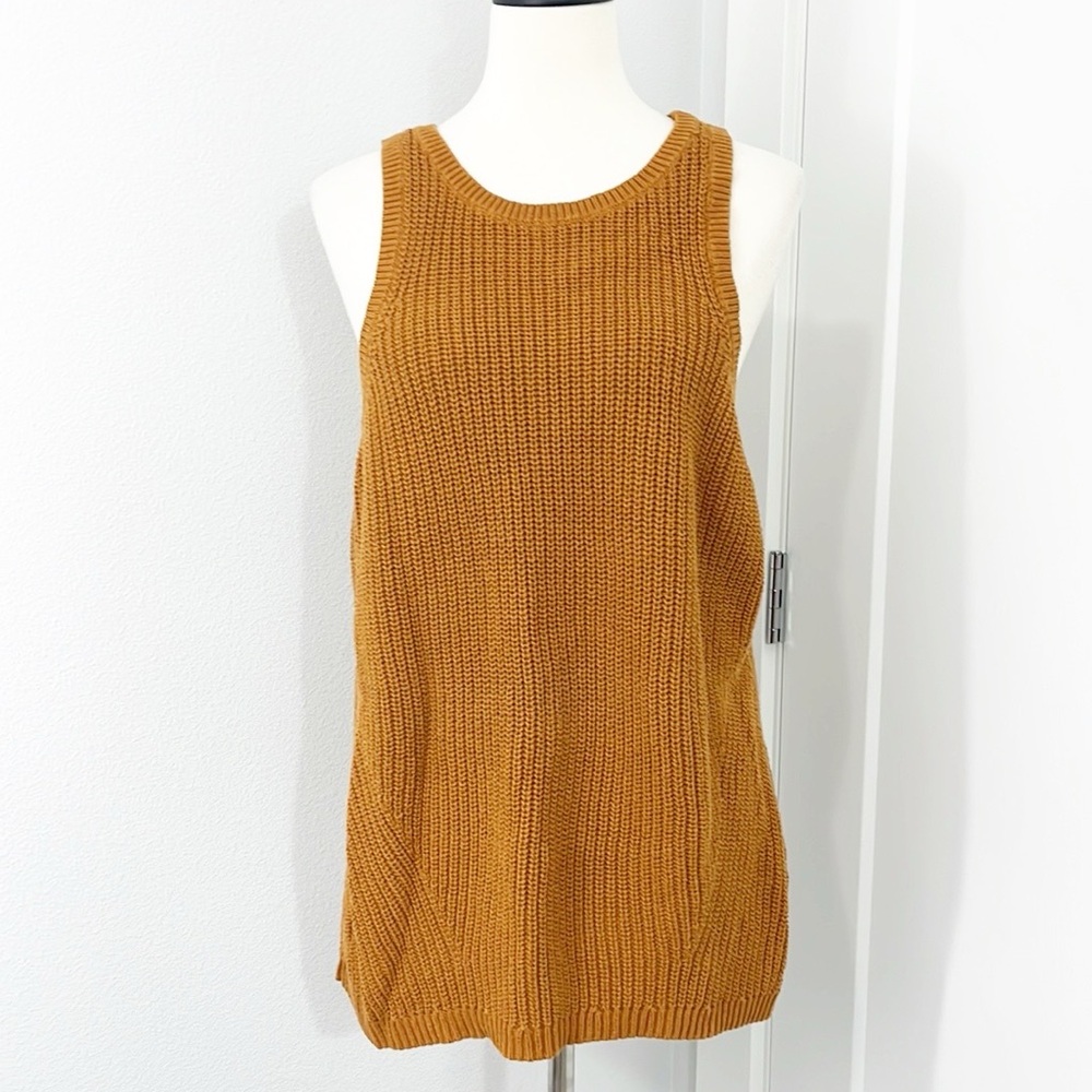 Ava & Viv 1X Tan Sleeveless Knit Sweater Tank Top